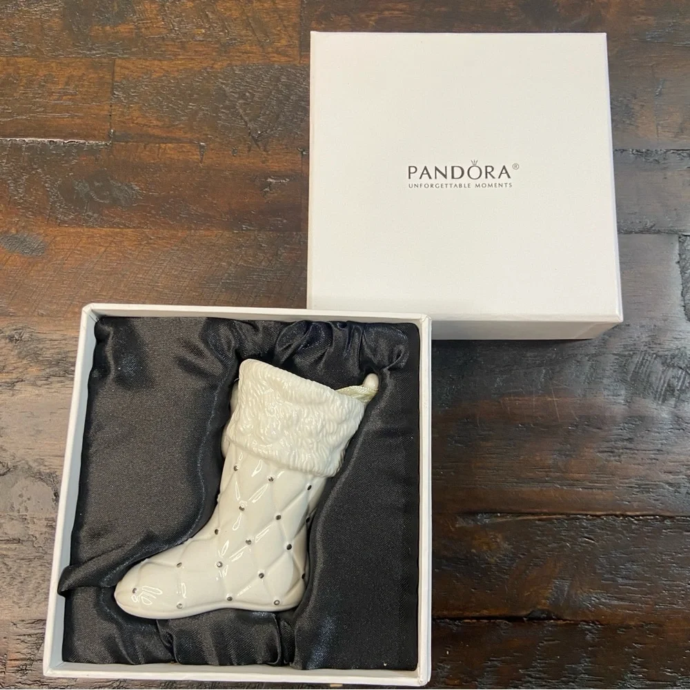 Pandora 2012 Christmas Ornament Porcelain Christmas Stocking Boot